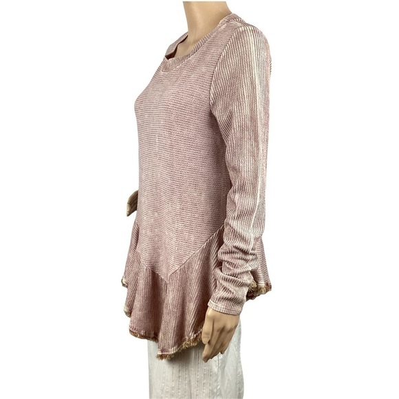 Altar'd State Top Size S Dusty Pink Ribbed Asymmetric Hem Long Sleeve - Picture 4 of 6